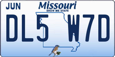 MO license plate DL5W7D