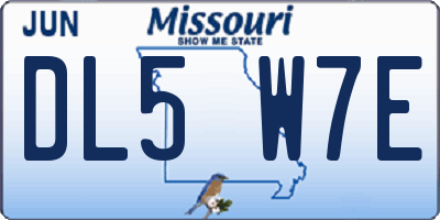 MO license plate DL5W7E