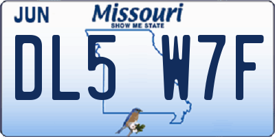 MO license plate DL5W7F