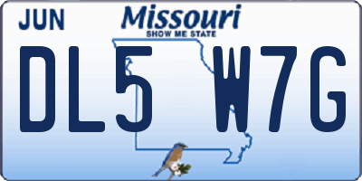 MO license plate DL5W7G