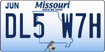 MO license plate DL5W7H