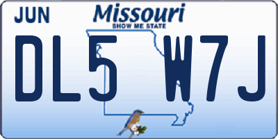 MO license plate DL5W7J