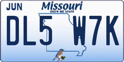 MO license plate DL5W7K