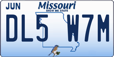 MO license plate DL5W7M