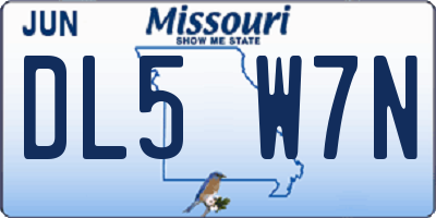 MO license plate DL5W7N