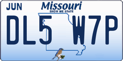 MO license plate DL5W7P
