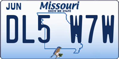 MO license plate DL5W7W