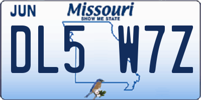 MO license plate DL5W7Z
