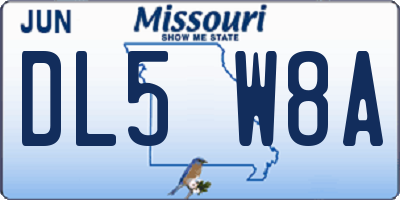 MO license plate DL5W8A