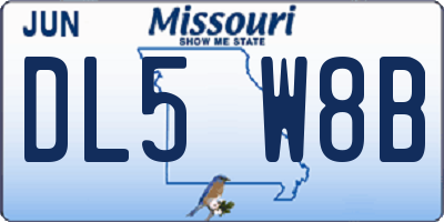 MO license plate DL5W8B