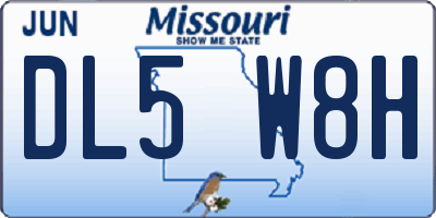 MO license plate DL5W8H