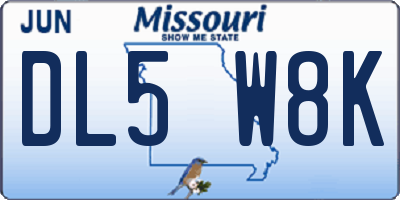 MO license plate DL5W8K