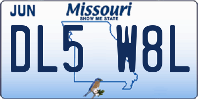 MO license plate DL5W8L