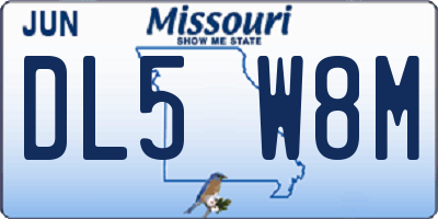 MO license plate DL5W8M