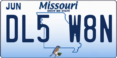 MO license plate DL5W8N