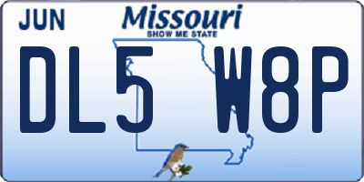 MO license plate DL5W8P