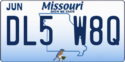 MO license plate DL5W8Q