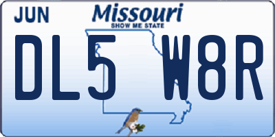 MO license plate DL5W8R