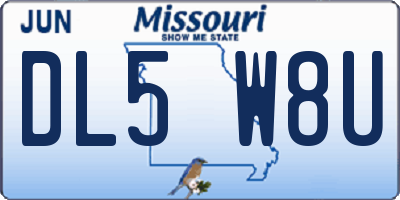 MO license plate DL5W8U