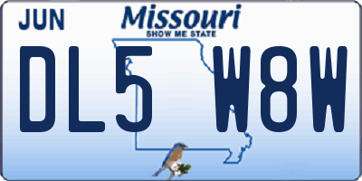 MO license plate DL5W8W
