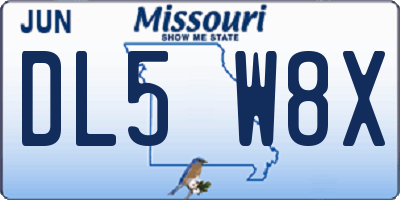 MO license plate DL5W8X