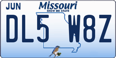 MO license plate DL5W8Z