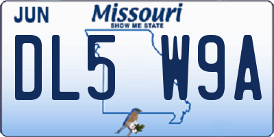 MO license plate DL5W9A