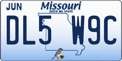 MO license plate DL5W9C
