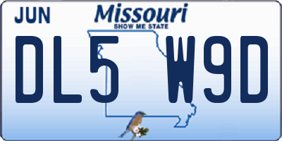 MO license plate DL5W9D