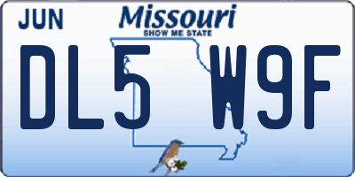 MO license plate DL5W9F