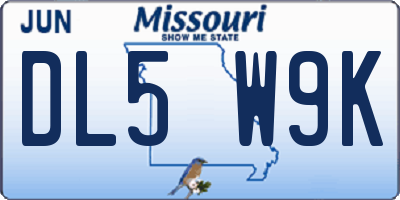 MO license plate DL5W9K