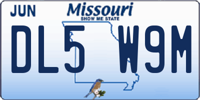 MO license plate DL5W9M