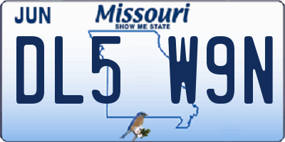 MO license plate DL5W9N