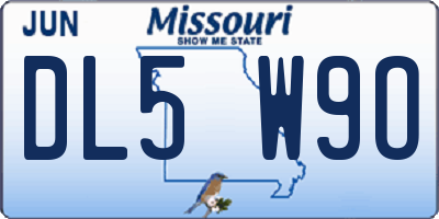 MO license plate DL5W9O
