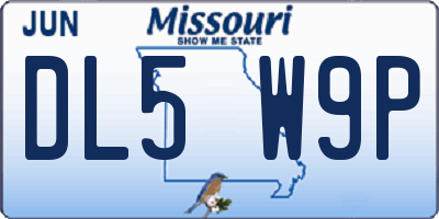 MO license plate DL5W9P