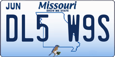 MO license plate DL5W9S