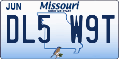 MO license plate DL5W9T