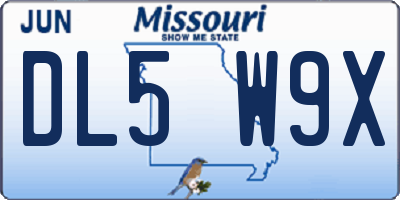 MO license plate DL5W9X