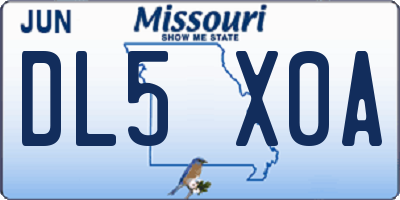 MO license plate DL5X0A