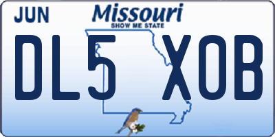 MO license plate DL5X0B