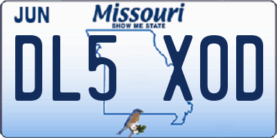 MO license plate DL5X0D