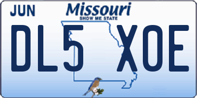 MO license plate DL5X0E