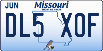 MO license plate DL5X0F