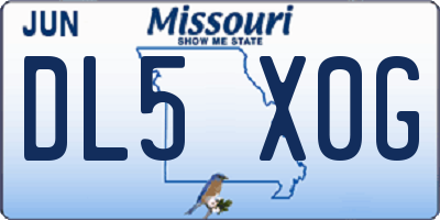 MO license plate DL5X0G