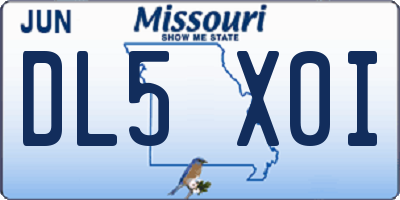 MO license plate DL5X0I