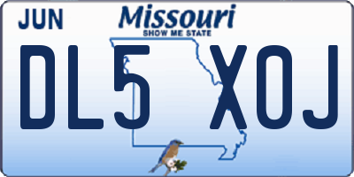 MO license plate DL5X0J