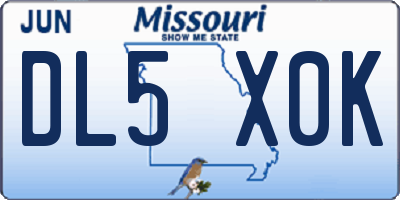 MO license plate DL5X0K