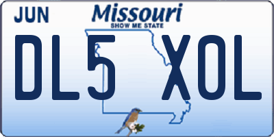 MO license plate DL5X0L