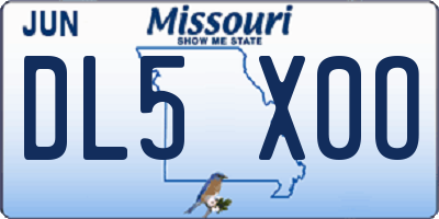 MO license plate DL5X0O