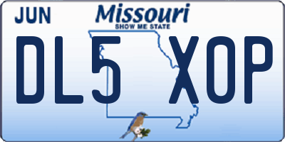 MO license plate DL5X0P